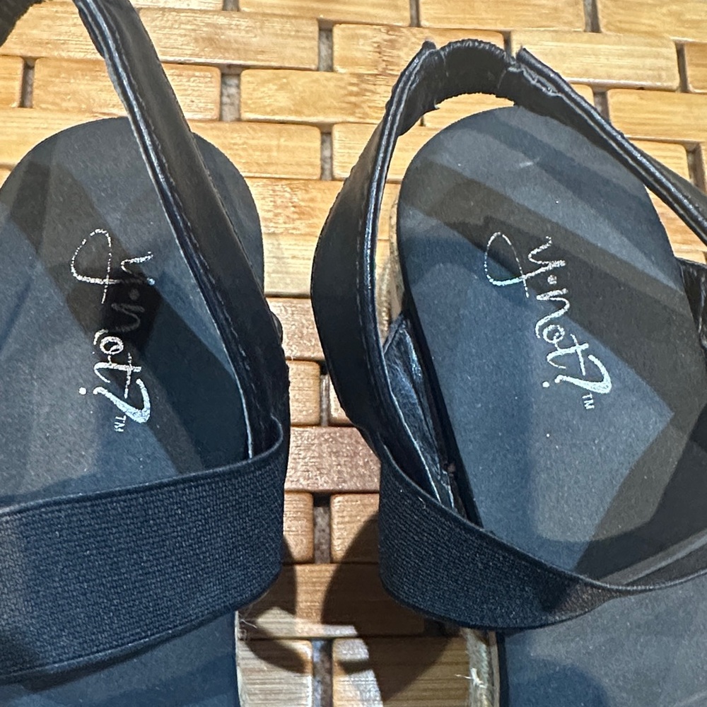 Black Espadrille Wedge Sandals - Women's Comfortable Summer Shoes - Picture 4 of 7